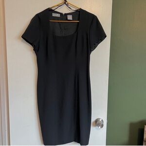 Vintage Liz Claiborne black square neck pencil cap sleeve dress 
size 8